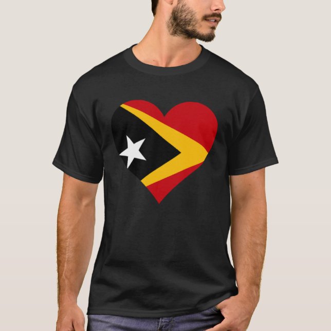 Timor-Leste Flagga Heart Timor-Leste Gifts Kärlek  T Shirt (Framsida)