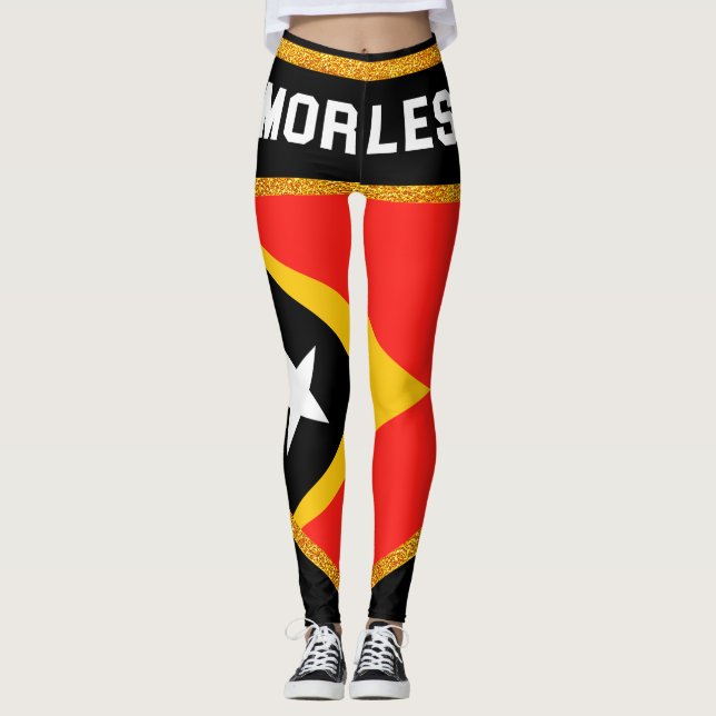 Timor Leste Flagga Leggings (Framsida)