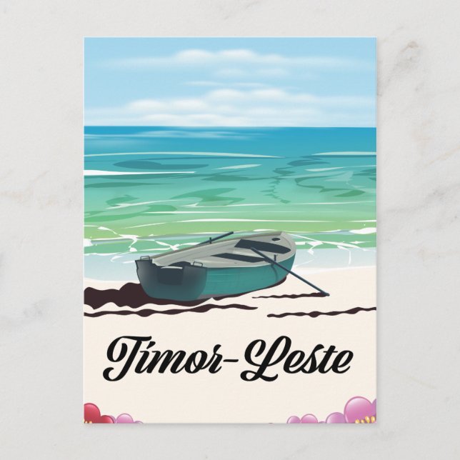 Timor-Leste retro reseplakat. Vykort (Framsida)