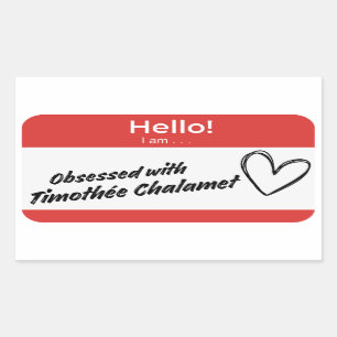 timothée chalamet nametag rektangulärt klistermärke