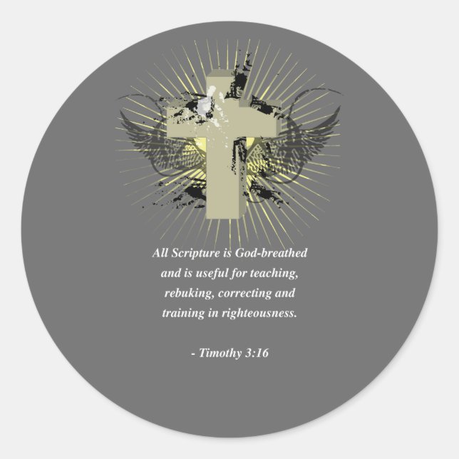 TIMOTHY 3:16 Bibelverse Runt Klistermärke (Framsida)