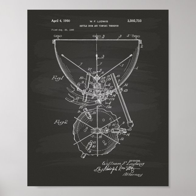 Timpani 1950 Patent Art - Chalkboard Poster (Framsidan)