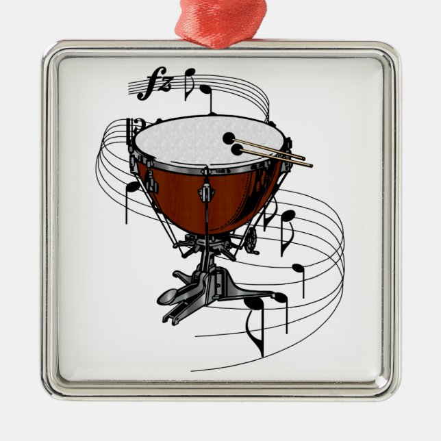Timpani (kettlen trummar), julgransprydnad metall (Framsidan)