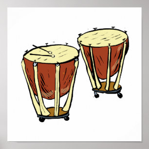Timpani två med grafiska Mallets avbildar Poster