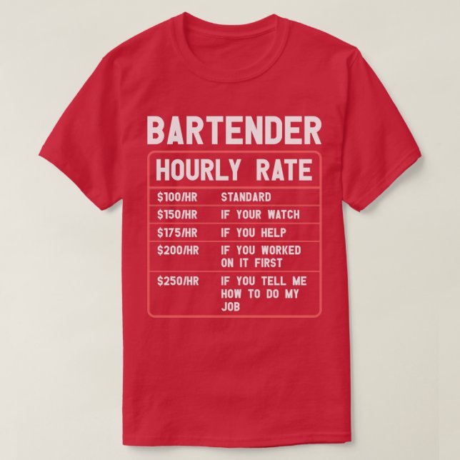 Timtaxa för Bartender T Shirt (Design framsida)