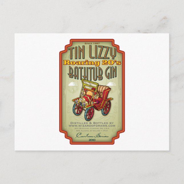 Tin Lizzy Bathtub Gin Vykort (Framsida)