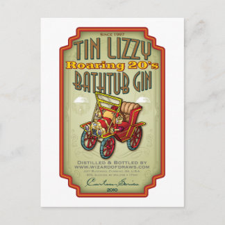 Tin Lizzy Bathtub Gin Vykort