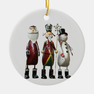 Tin Santa, Soldier och Snögubbe Julgransprydnad Keramik