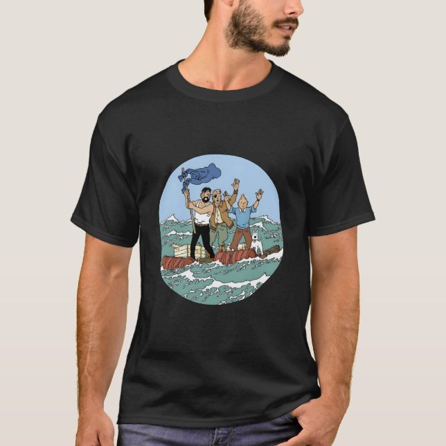 Tin Sea Äventyr med kapten Haddock T Shirt (Framsida)