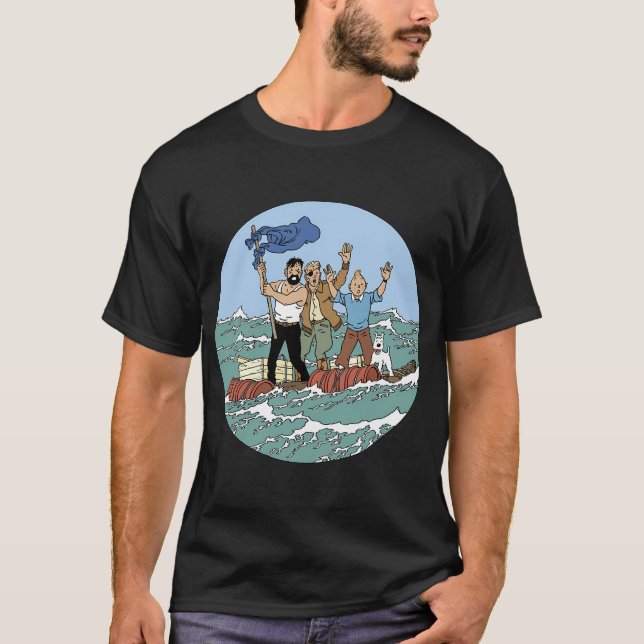 Tin Sea Äventyr med kapten Haddock T Shirt (Framsida)