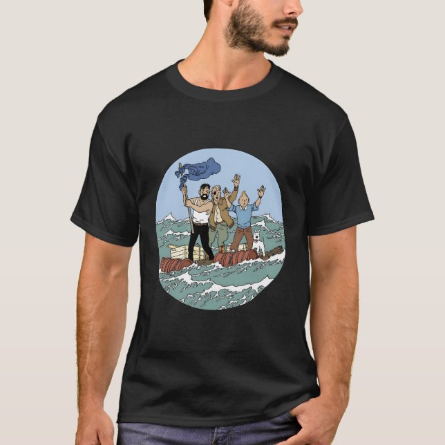 Tin Sea Äventyr med kapten Haddock T Shirt (Framsida)