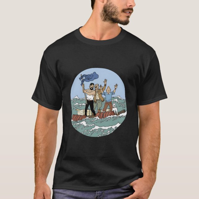 Tin Sea Äventyr med kapten Haddock T Shirt (Framsida)