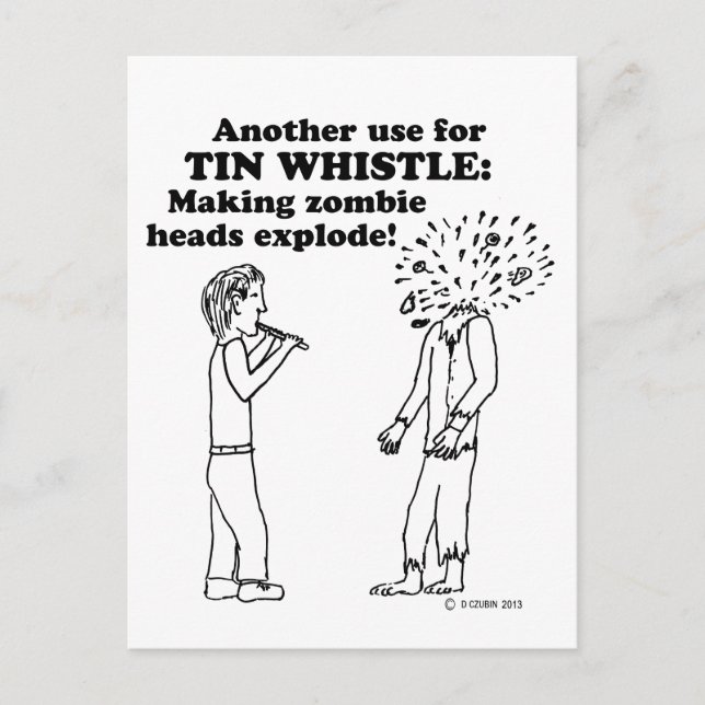 Tin Whistle Zombie Explode Vykort (Framsida)