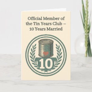 Tin Years Club Vintage Emblem 10-årsjubileum Kort