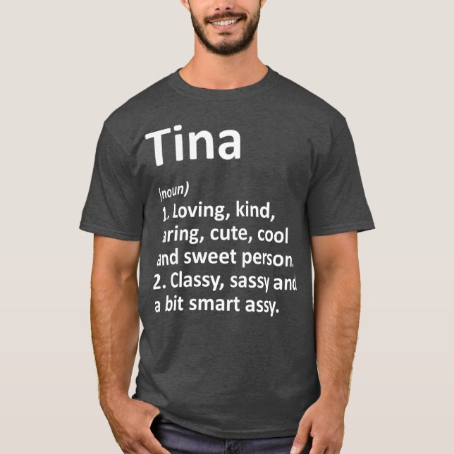 TINA Definition Personlig Namn Funny Birthday T Shirt (Framsida)