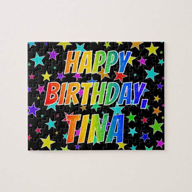 "TINA" Första Namn, Roligten "GRATTIS PÅ FÖDELSEDA Pussel (Horisontell)