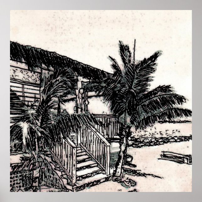 Tina's Beach Shack, Long Island, Bahamas Poster (Framsidan)
