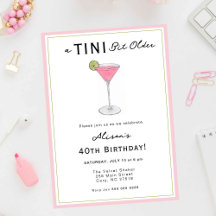TINI-bit äldre Cocktail Födelsedagsfest inbjudan