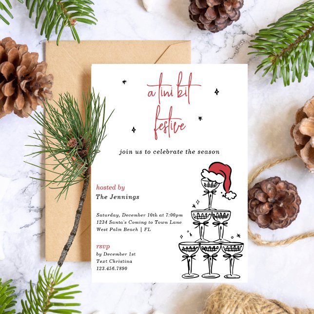 Tini Bit Festive Martini jul Cocktail Party Inbjudningar (Skapare uppladdad)