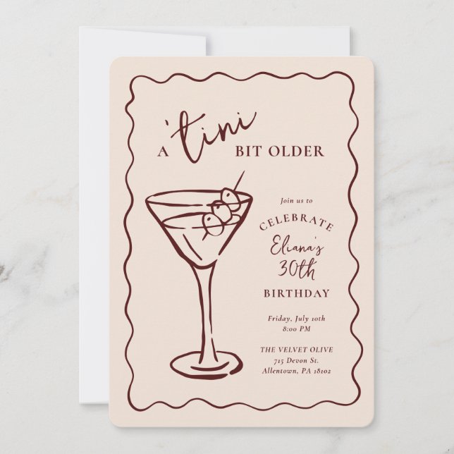 Tini Bit Older 30års födelsedag Party Inbjudningar (Framsida)