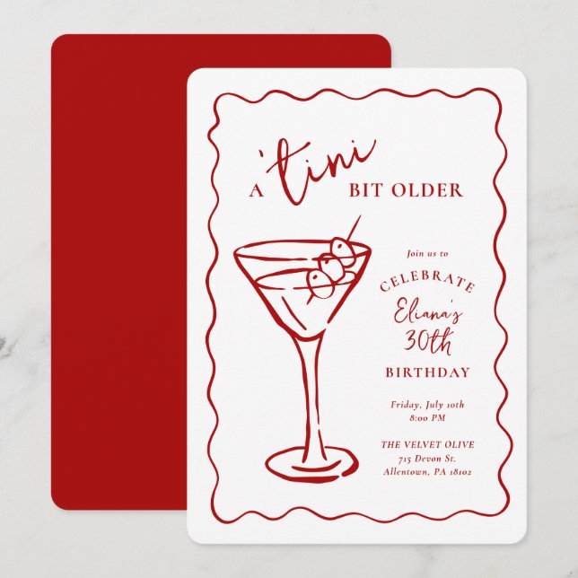 Tini Bit Older 30th Birthday Party Inbjudningar (Fram/baksida)