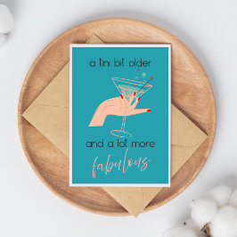 Tini Bit Older Blue Feminine Retro Martini Card Kort