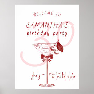 Tini Bit Older Bow Cherry Martini Birthday Välkomm Poster
