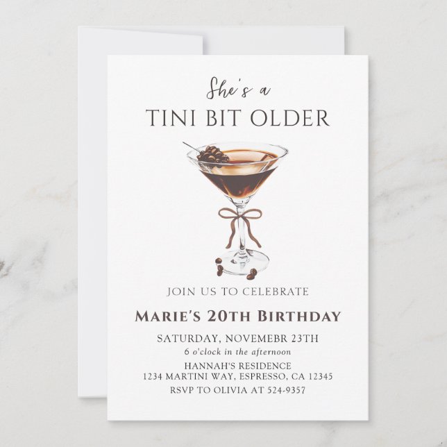 Tini Bit Older Chic Espresso Martini Birthday Inbjudningar (Framsida)