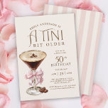 Tini Bit Older Espresso Martini 50:e födelsedagen Inbjudningar<br><div class="desc">En 50-årsinbjudan med en sofistikerad och lekfull design. Den har en elegant espresso martini-glas som är täckt med ett frostigt lagrar och kaffebönor är bundna med en rosa chiffon-båge på en bakgrund av elfenbensbeige. Dessa detaljer bidrar till synen på eftergivenhet och firande! Anpassa den här mycket speciella etappmålsinbjudan med din...</div>
