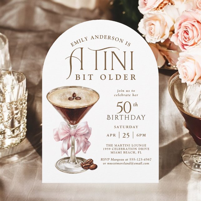 Tini Bit Older Espresso Martini 50:e födelsedagen Inbjudningar (Available in both printed and instant download digital formats.)
