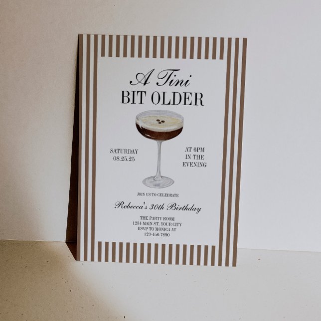 Tini Bit Older Espresso Martini Birthday Inbjudningar (Tini Bit Older Espresso Martini Birthday Invite)