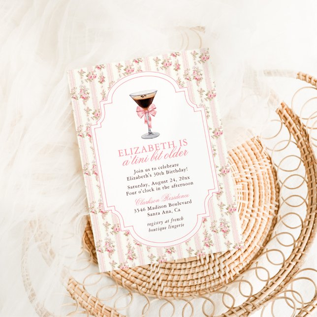 "Tini Bit Older Espresso Martini Coquette Birthday Inbjudningar (Skapare uppladdad)
