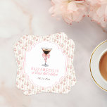 "Tini Bit Older Espresso Martini Coquette Birthday Underlägg Papper Kvadrat<br><div class="desc">Den här sofistikerade och trevliga inbjudan visar en underbar blommigt i rosa och vitt, perfekt för en förfinad födelsedagskalas. Tillägget av en espresso martini ger lite elegans och skapar en atmosfär i chicen för evenemanget. Uttrycket "Tini-bitarsäldre" antyder ett lekfullt och flirtatiöst tema, som visar att inbjudan är till en vuxen-födelsedagsfirande....</div>