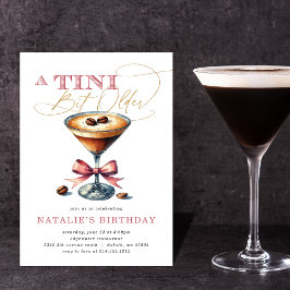 Tini Bit Older Espresso Martini Rosa Bow Birthday Inbjudningar