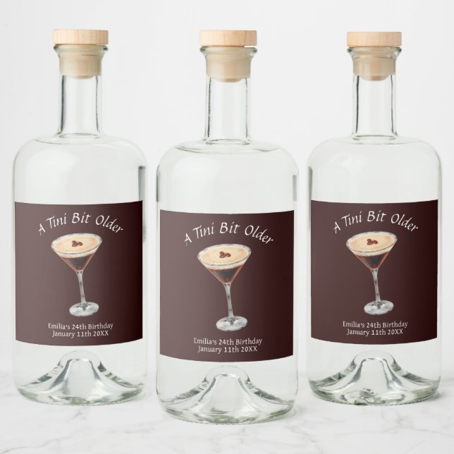 Tini Bit Older - Espresso Martini Theme Spritflaskor Etikett (Flaskor)