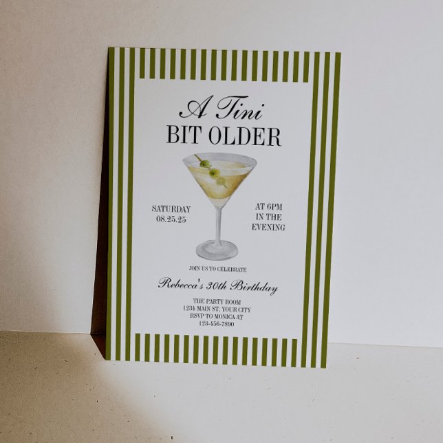 Tini Bit Older Martini Birthday Inbjudningar (Tini Bit Older Dirty Martini Birthday Invite)