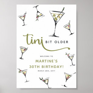 'Tini Bit Older' Martini Cocktail Vuxen Födelsedag Poster