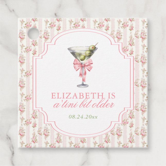 Tini Bit Older Martini Coquette Birthday Gåvor Etiketter (Framsida)