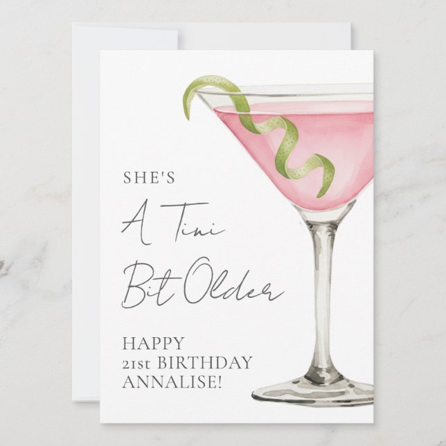 Tini Bit Older Martini Happy Birthday Kort (Framsida)