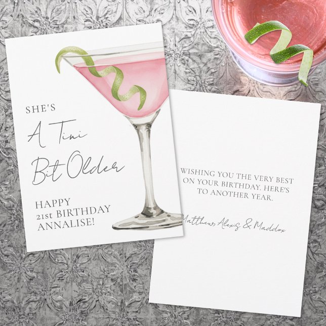 Tini Bit Older Martini Happy Birthday Kort (Tini Bit Older Martini Happy Birthday Card)
