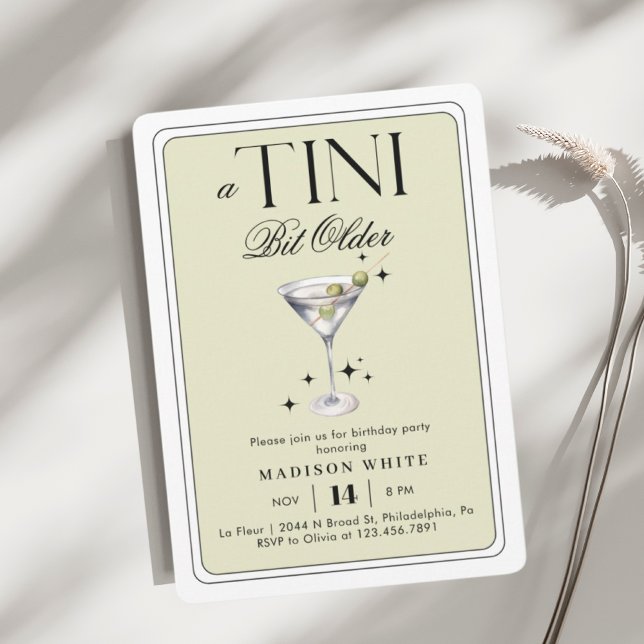 Tini Bit Older Martini Olive Birthday Inbjudningar (Skapare uppladdad)