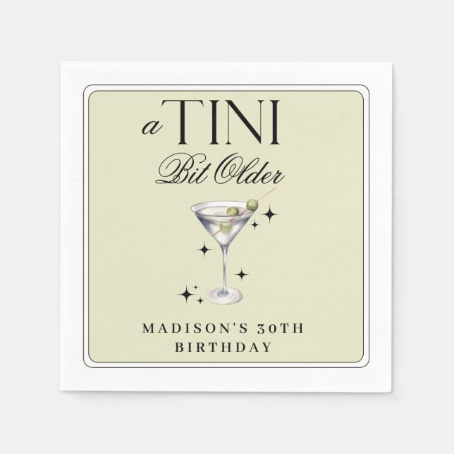 Tini Bit Older Martini Olive Birthday Pappersservett (Framsidan)