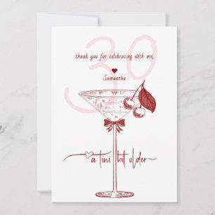 Tini Bit Older Modern Bow Cherry Martini Birthday Tack Kort