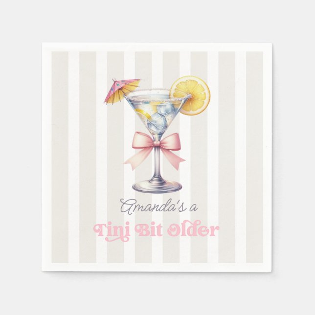 Tini Bit Older Preppy Martini Födelsedagscocktail Pappersservett (Framsidan)