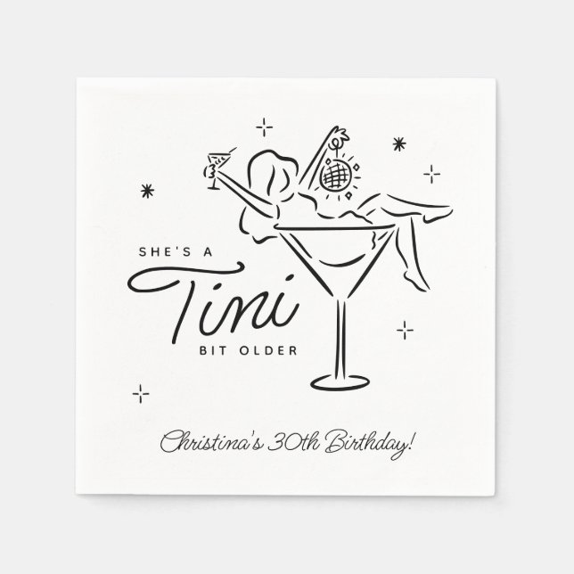 Tini Bit Older Whimsical Martini Birthday Pappersservett (Framsidan)