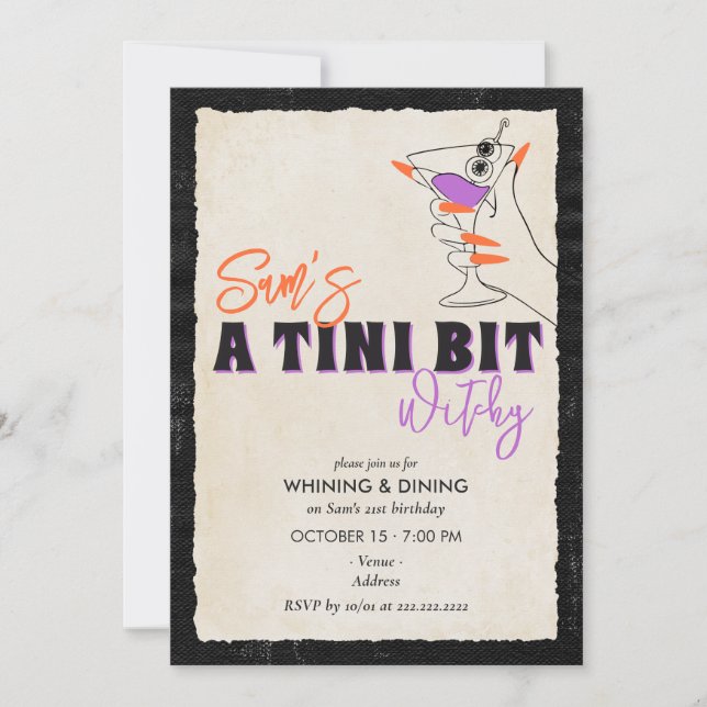 Tini Bit Witchy 21-års Halloween Cocktail Martini Inbjudningar (Framsida)