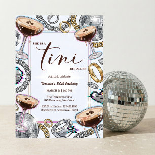 Tini lite äldre Espresso Martini Glam Födelsedag Inbjudningar