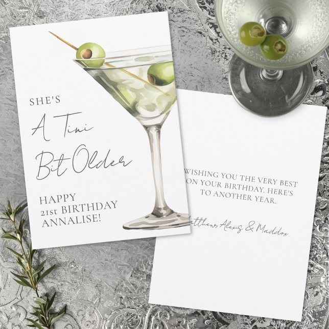 Tini lite äldre Martini Grattis på födelsedagen Kort (Tini Bit Older Martini Happy Birthday Card)