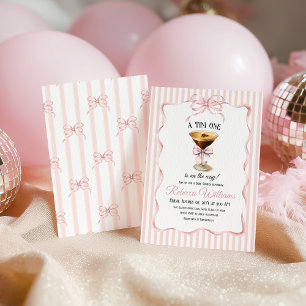 Tini One Bow Coffee Espresso Martini Baby Shower Inbjudningar