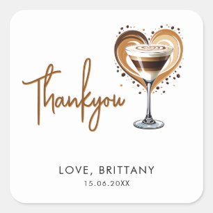 Tini One Espresso Martini Baby Shower Fyrkantigt Klistermärke